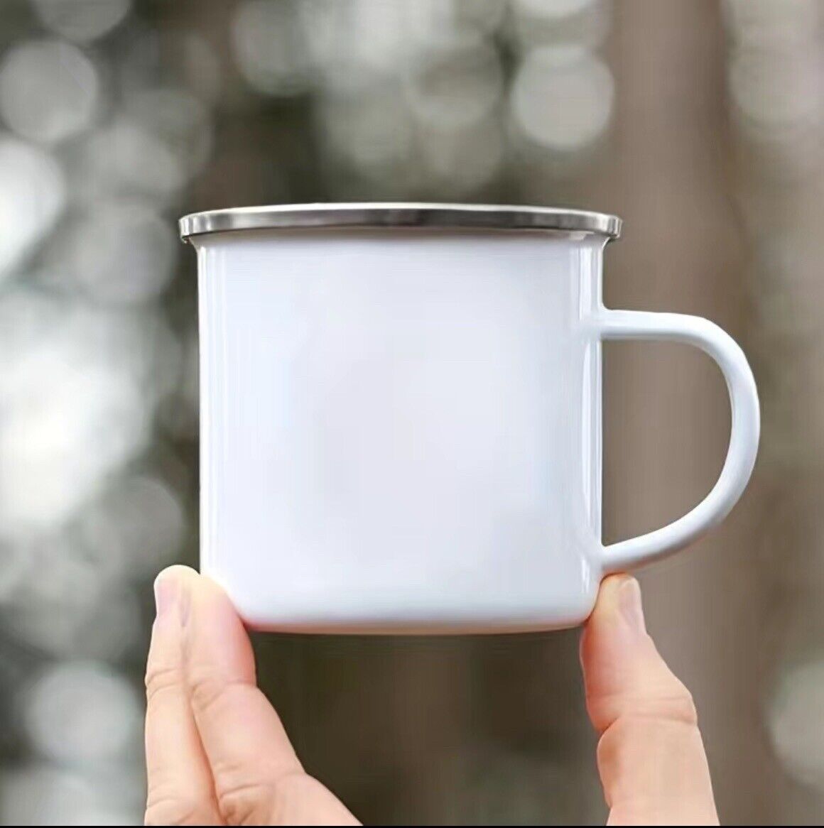 White Retro Enameled Coffee Mug